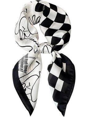 Satin Bandanas Head A35 Plaid Scarf Women Lightweight Silk Hair Wrap Sleep Scarf